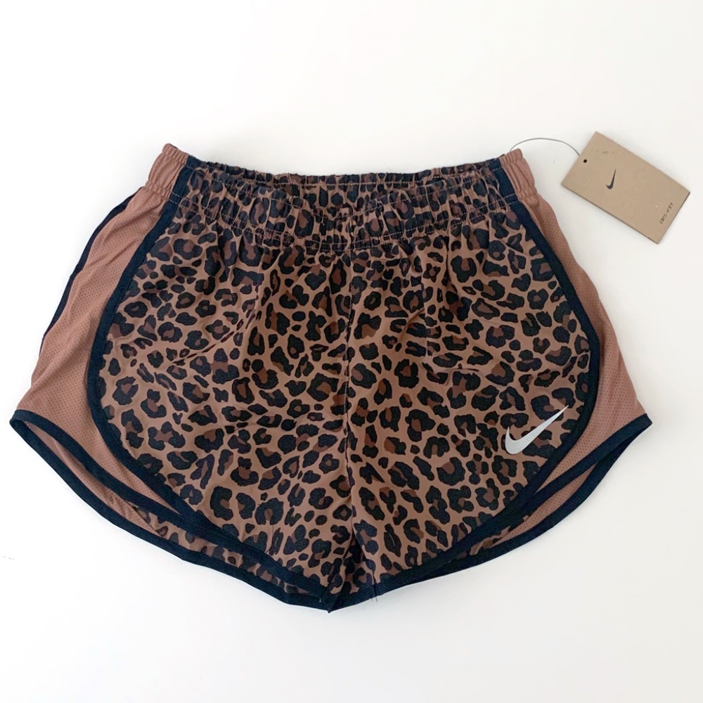 Nike Women’s Dri Fit Running Shorts Brown Leopard size Small NEW
